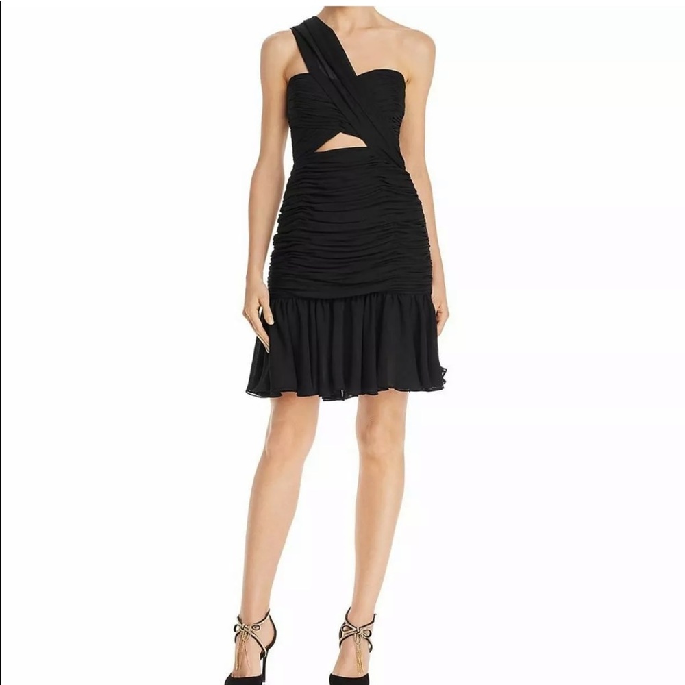JILL JILL STUART Women’s One Shoulder Cut-out   Flounce-hem Dress